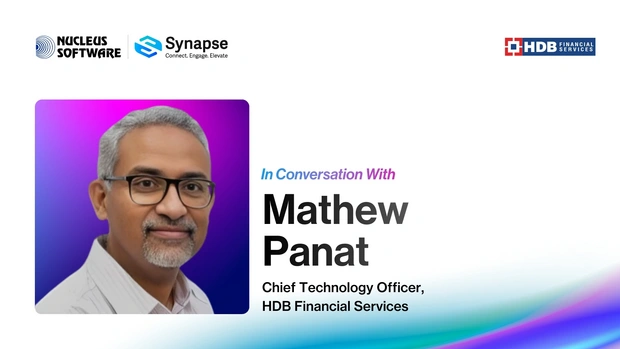 Mathew Panat of HDB Financial Services sharing insights on long-term digital transformation with Nucleus Software