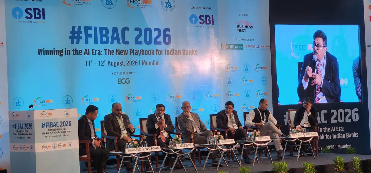 Parag Bhise, CEO of Nucleus Software, speaking at the FIBAC 2026 panel discussion in Mumbai
